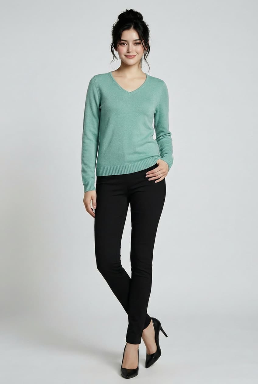 pure cashmere V-neck pullover